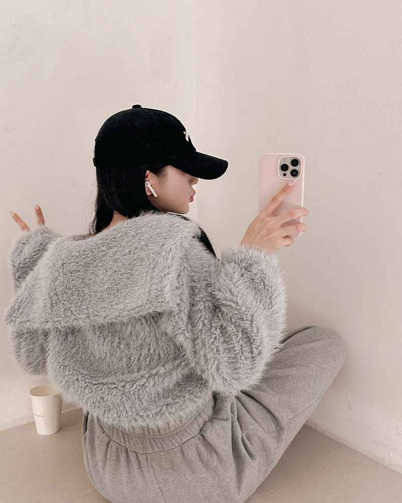 Fur zip-up jacket