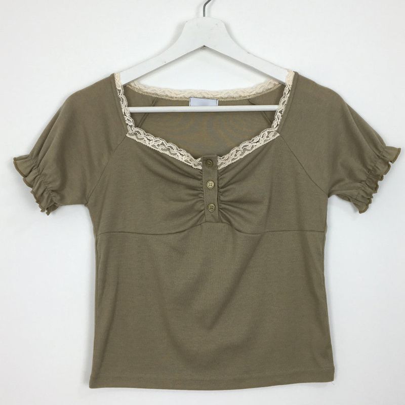 Lace shirring short sleeve(4color)