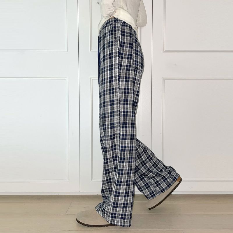 WIDE CHECK BANDING PANTS