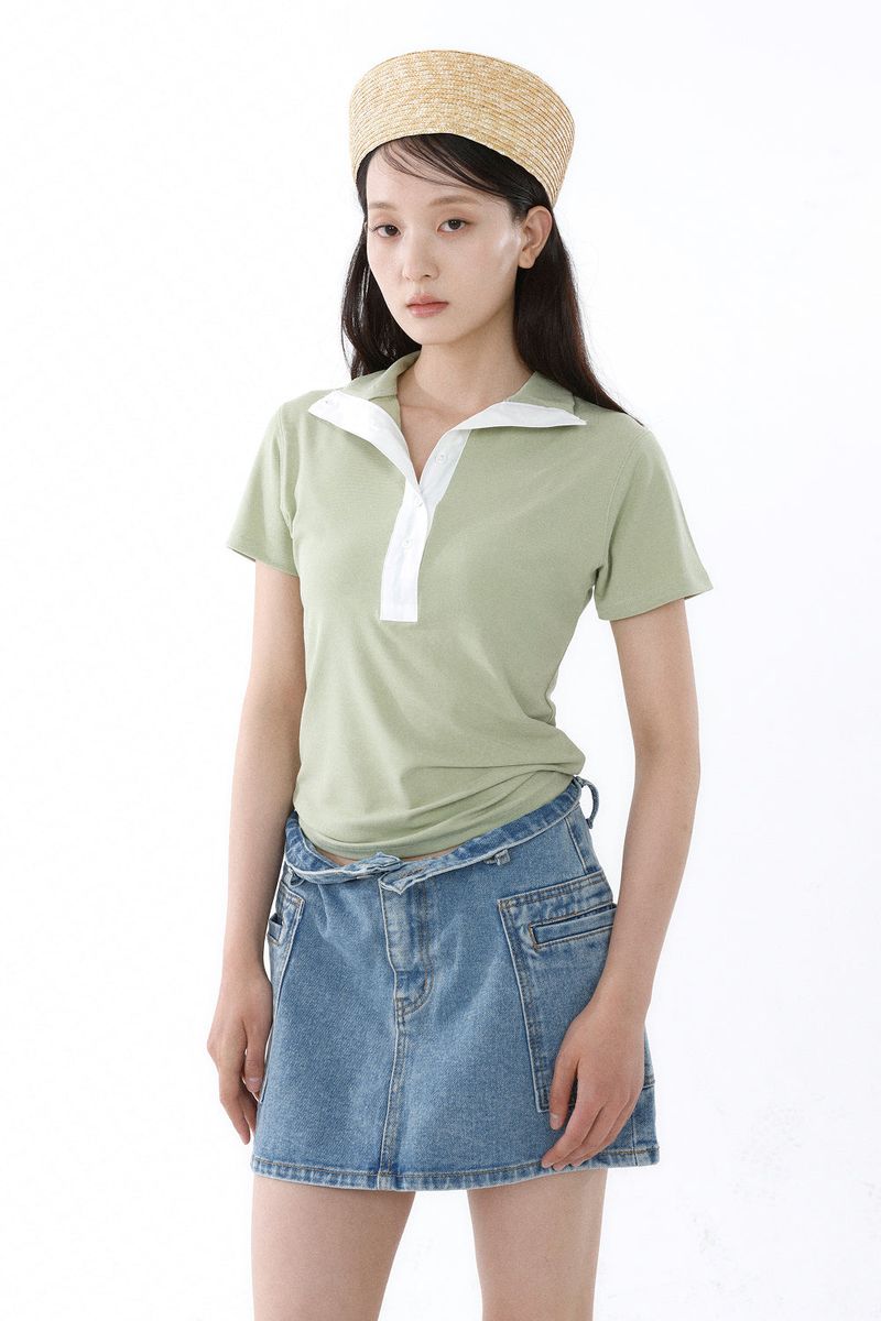 SOFT TENCEL HIGH-NECK TOP_SMOKE GREEN