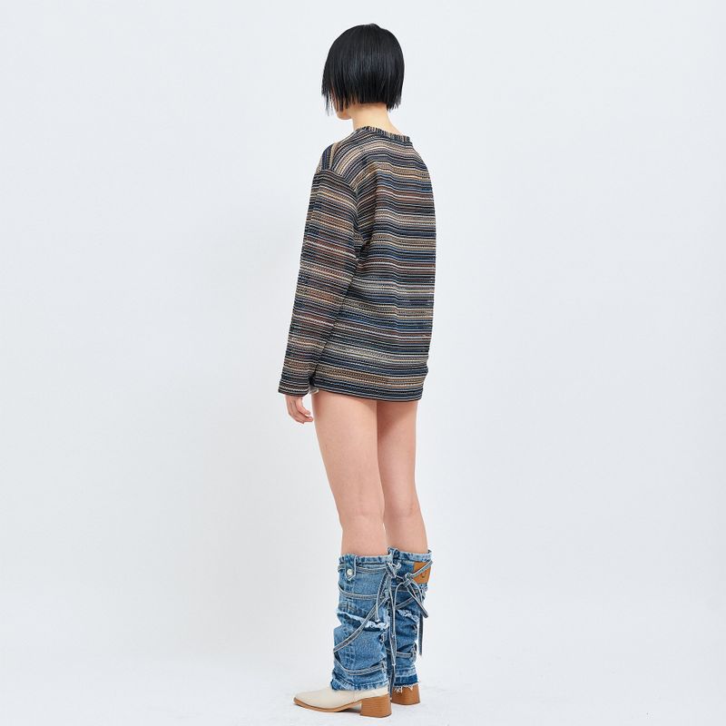 SEE-THROUGH CRAFT KNIT PULLOVER BLUE