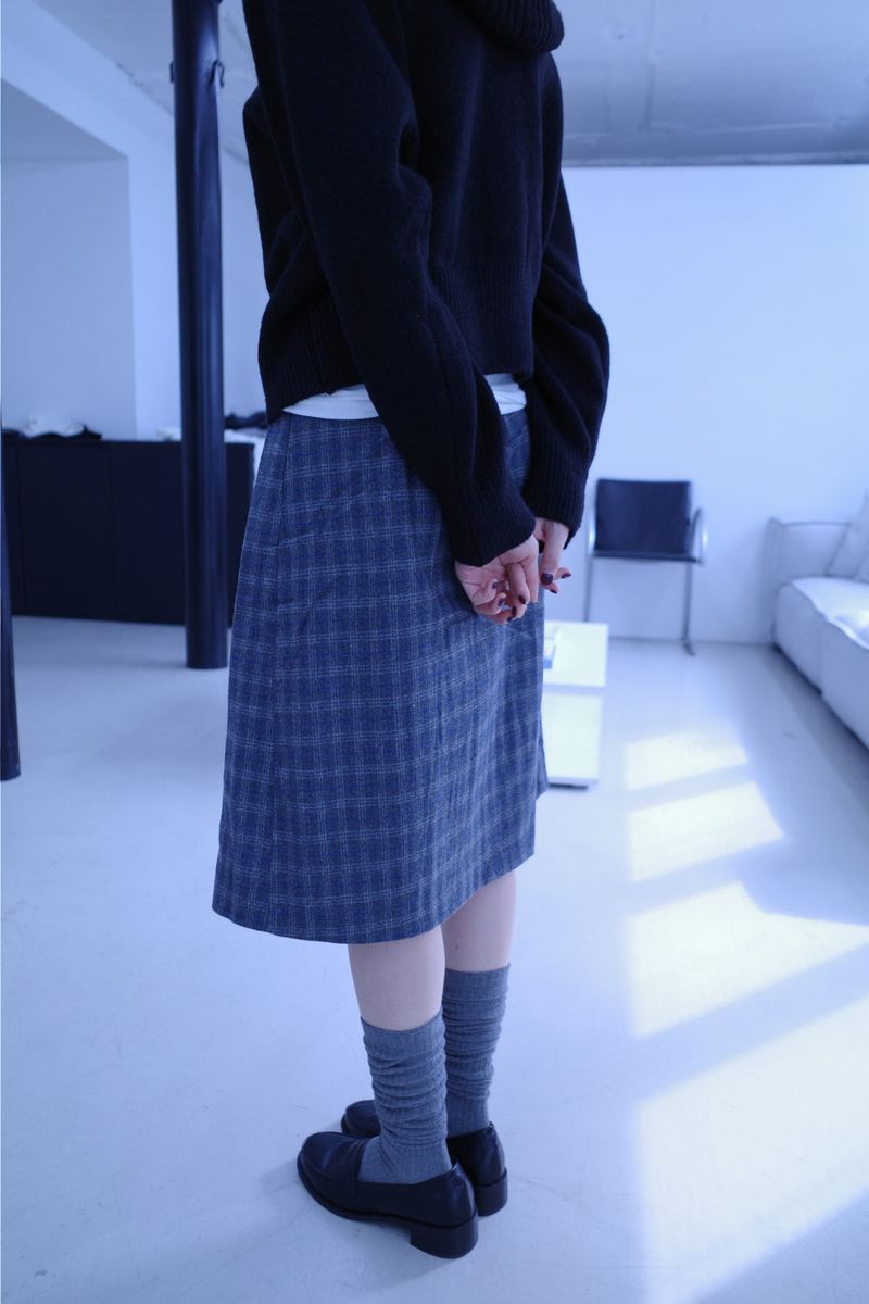 Hose check pleats midi sk (2color)