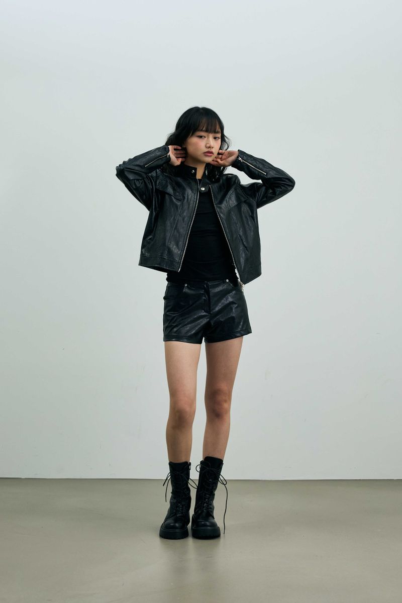 CLARI FAUX LEATHER JACKET / BLACK
