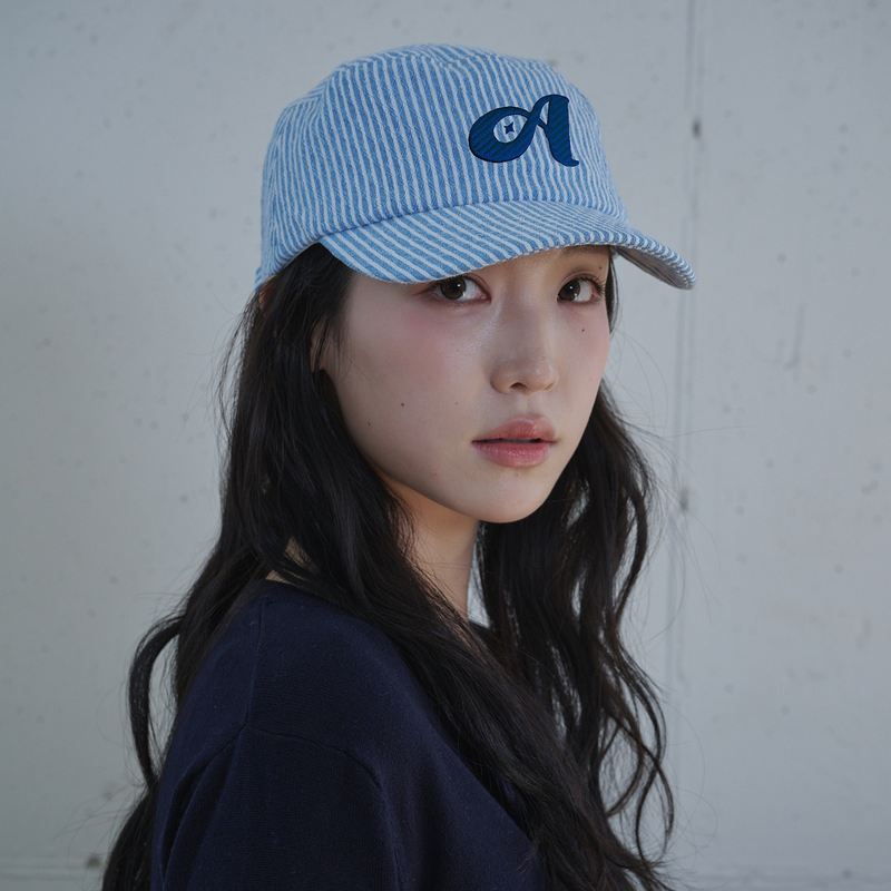 ALLINCOMPLETE（オールインコンプリート）の「アーガイル ストライプ デニム ピルボックス キャップ (Blue Denim)（帽子）」