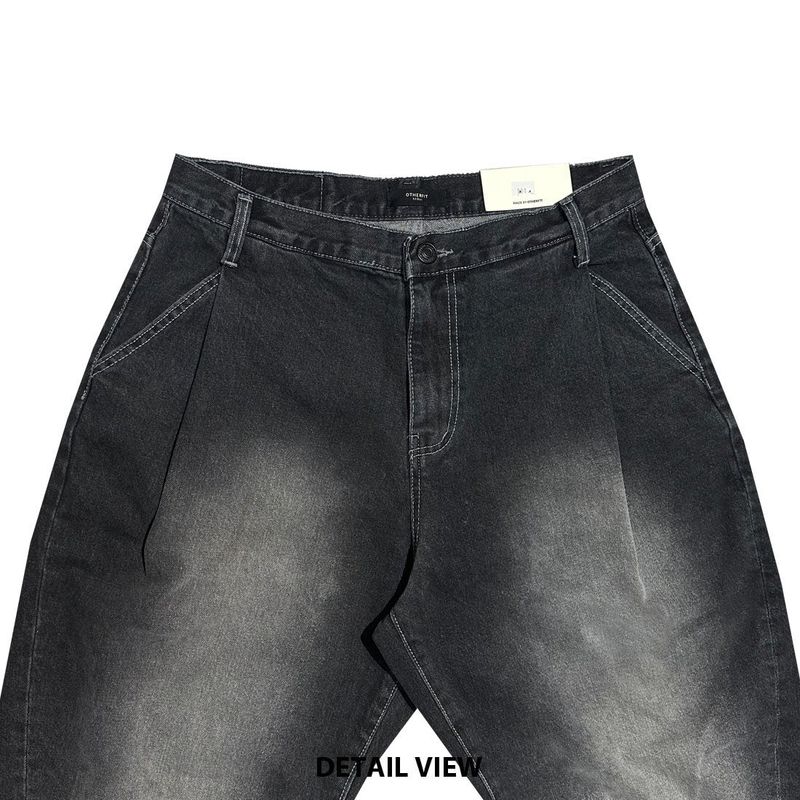 Curved Out Denim Pants (2 Colors)