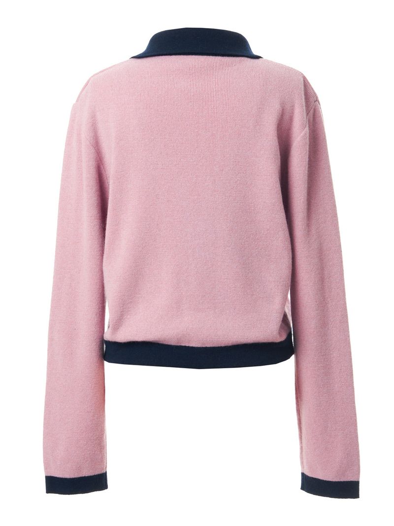 FLAT COLLAR KNIT CARDIGAN_PINK