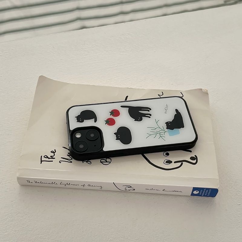 mew cat glossy glass bumper case