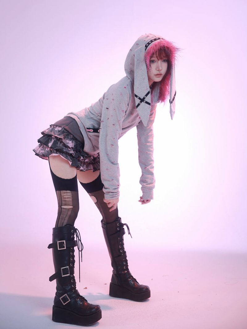 Evil Tooth Punk Bunny Long-Ear Hoodie