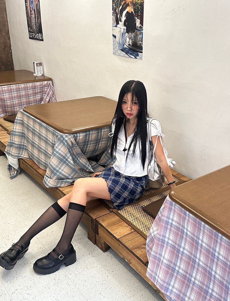 Delight-J(ディライトジェイ)の「sleeve ribbon line short-sleeved shirt(Tops)」