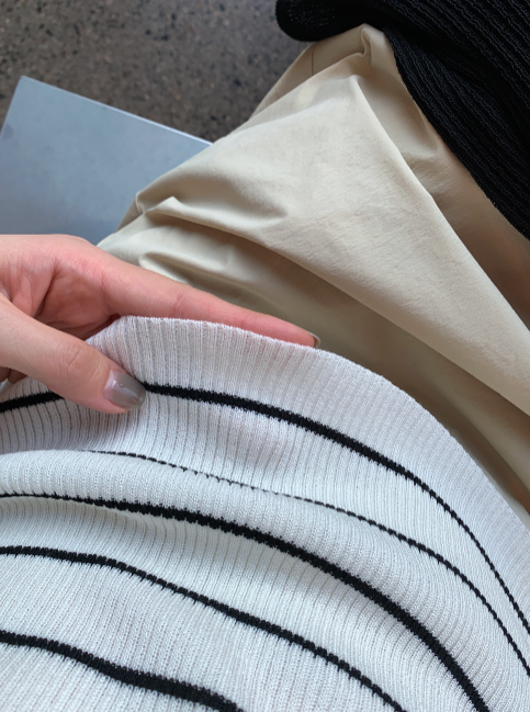 Loop Slim Striped Short Sleeve Knit / 1 colors