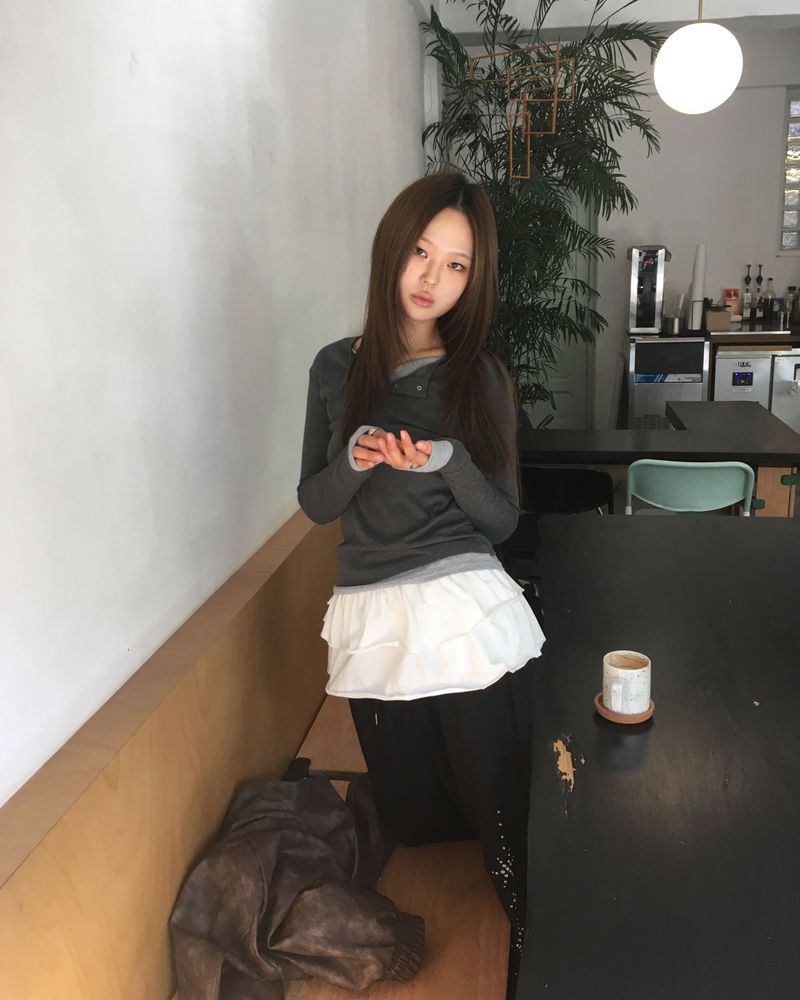 Shirring layered skirt