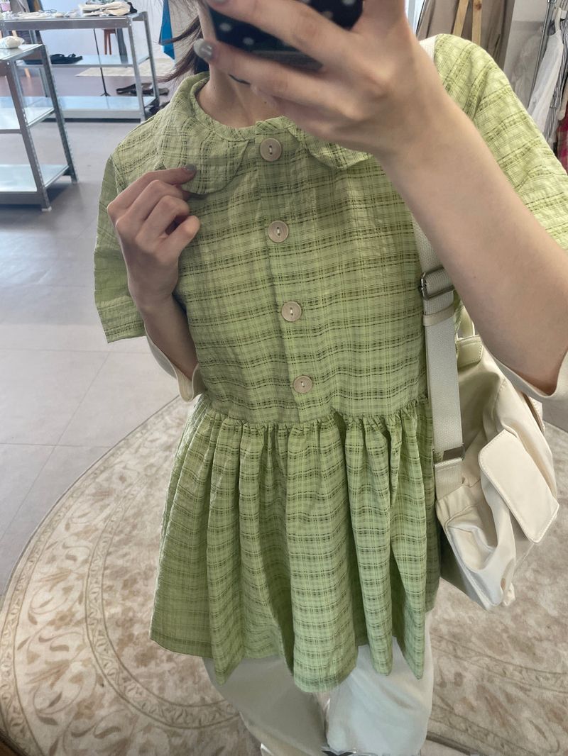Plaid collar dress (3color) 