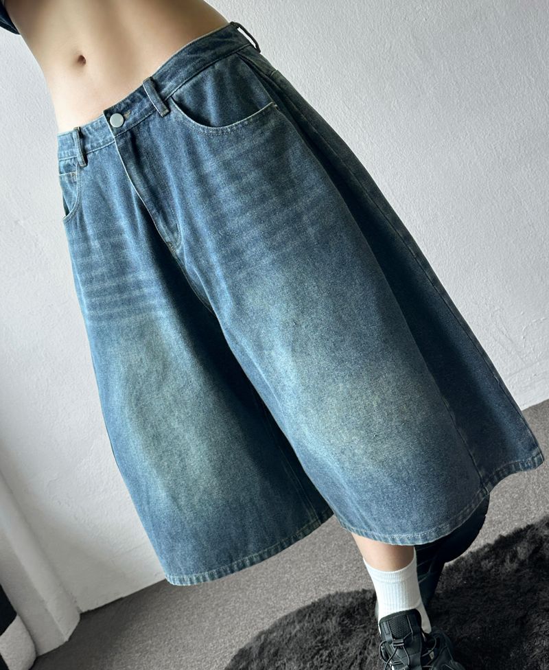 If Side Pintuck Denim Bermuda Shorts 3color