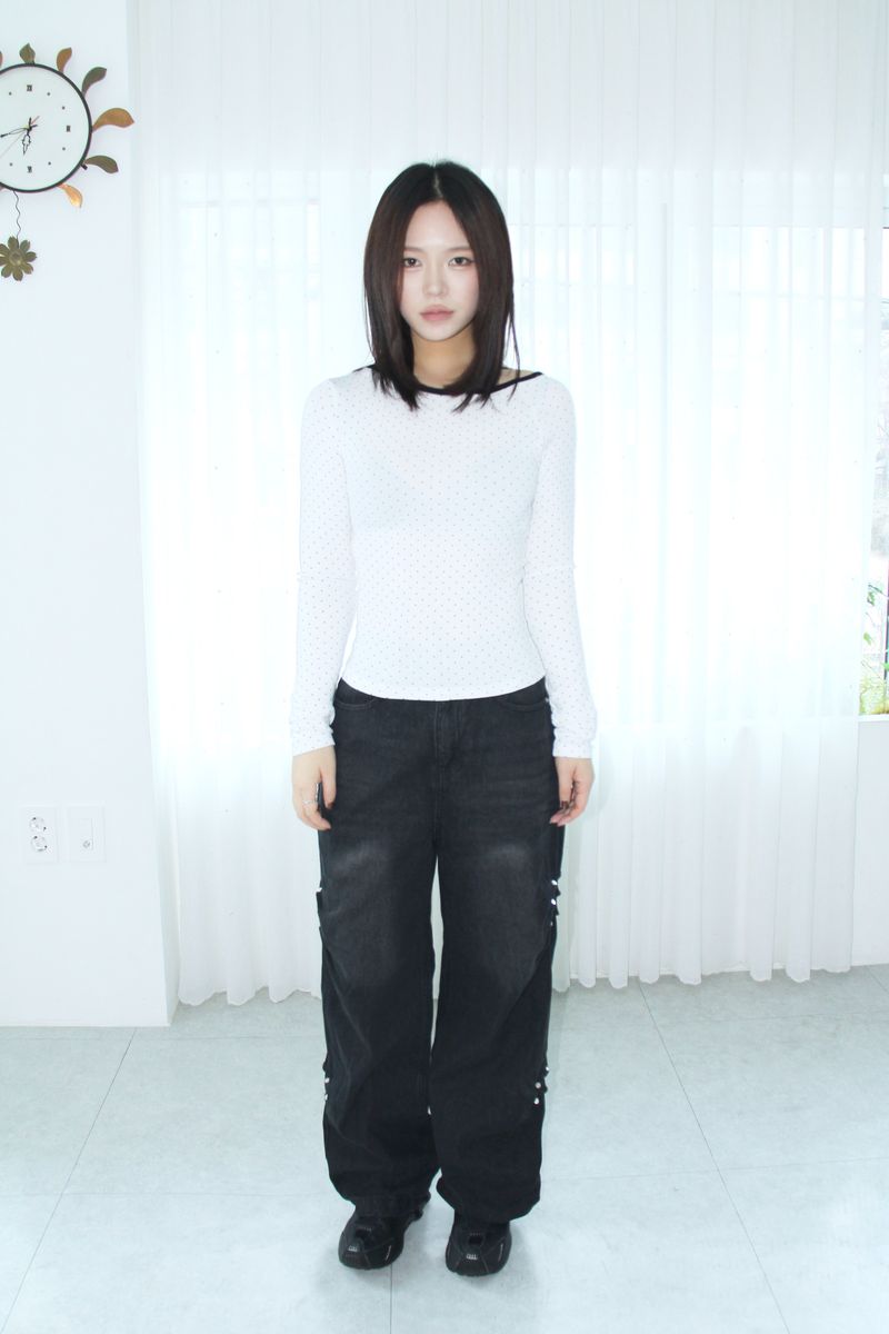 Stud Side Pintuck Wide Pants (2colors)