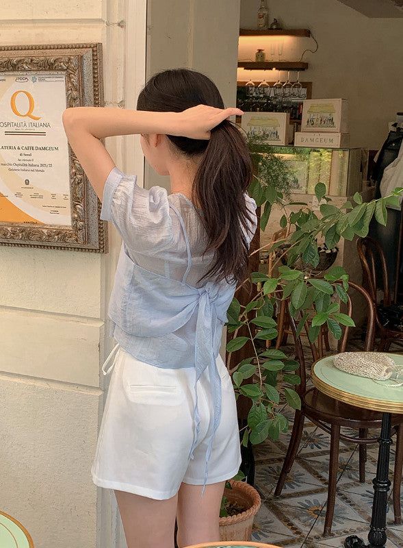 Solid Pintuck Strap Slacks Half Pants (3color)
