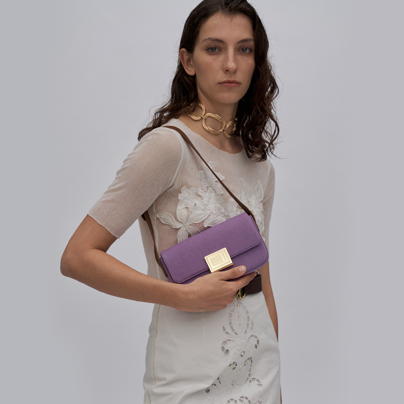 Tannin Book Lock Baguette Bag-S