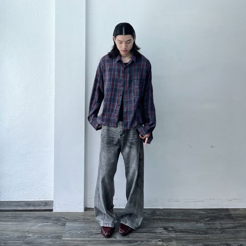 Stone Grey Denim Trousers