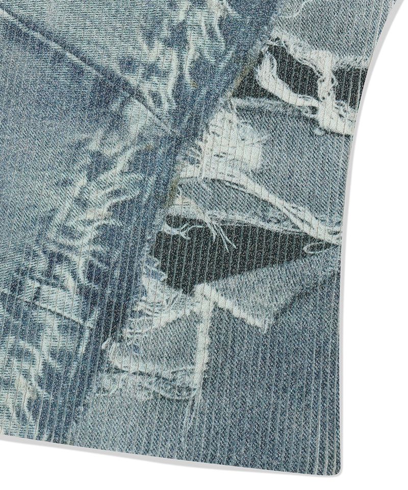 DENIM PRINTED HALTER KNIT