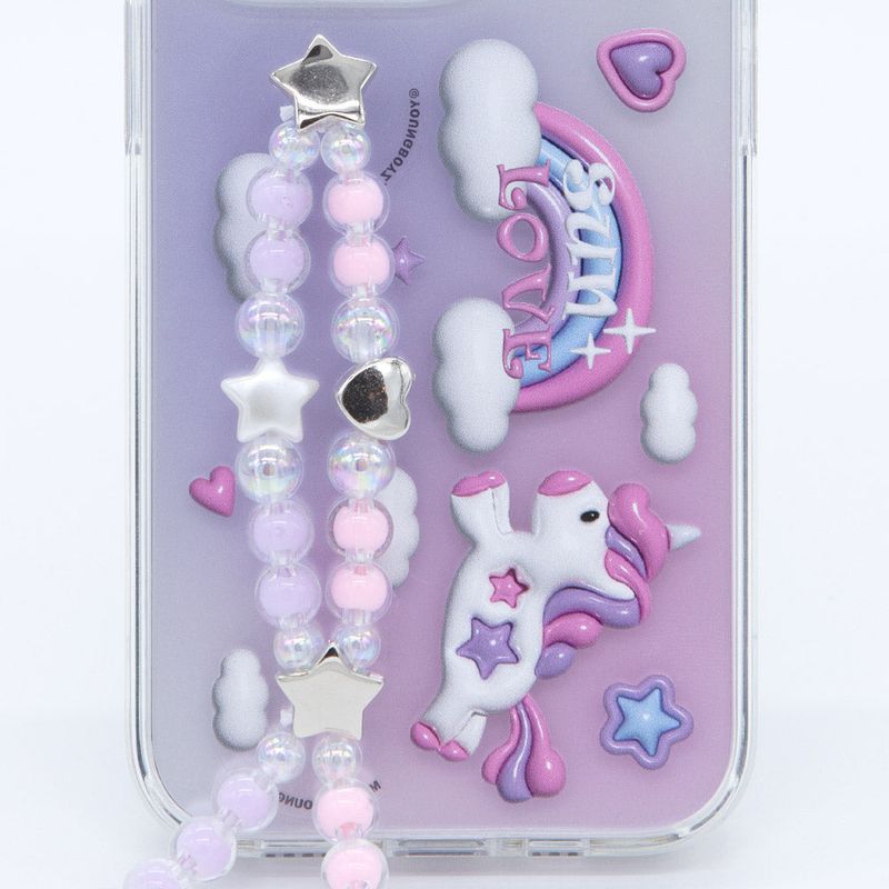SUN CASE CLEAR UNICON BEADS PINK
