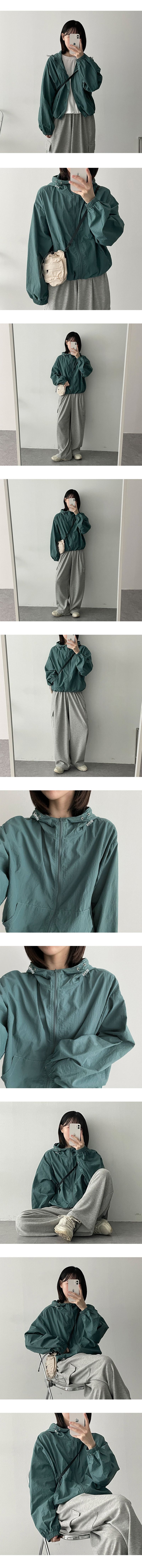 Hining High Neck String Hood Windbreaker
