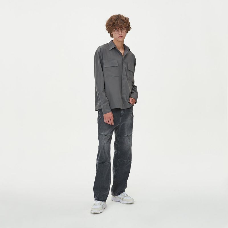 TWO POCKET HIDDEN BUTTONS SHIRTS_CHARCOAL