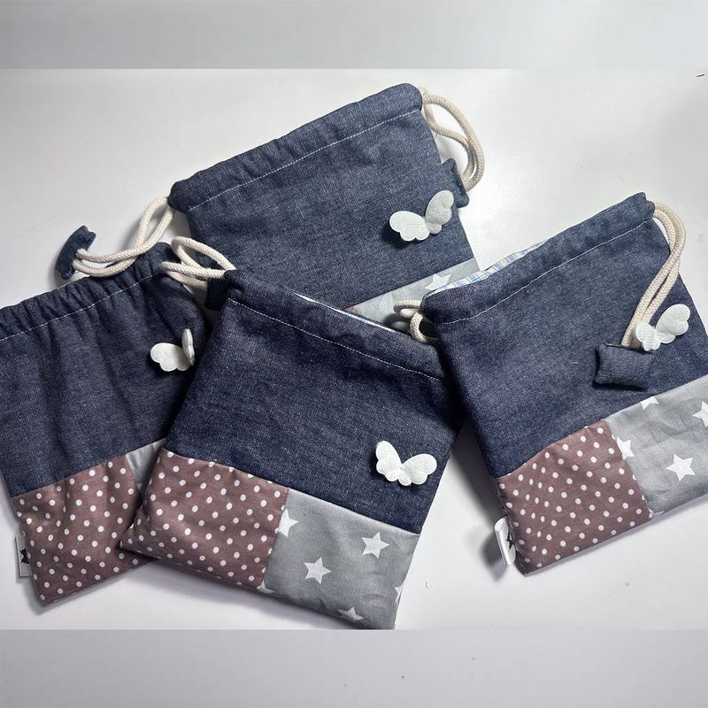 Denim patch angel pouch