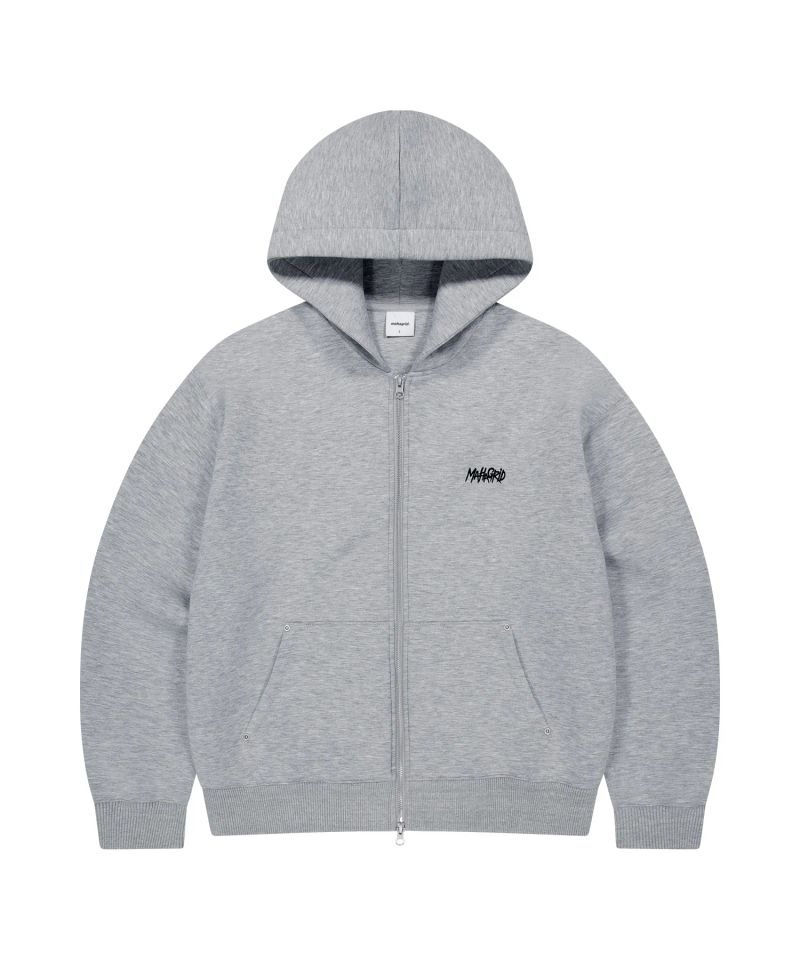 10TH SLASH NEOPRENE CROP ZIP UP HOODIE_GREY