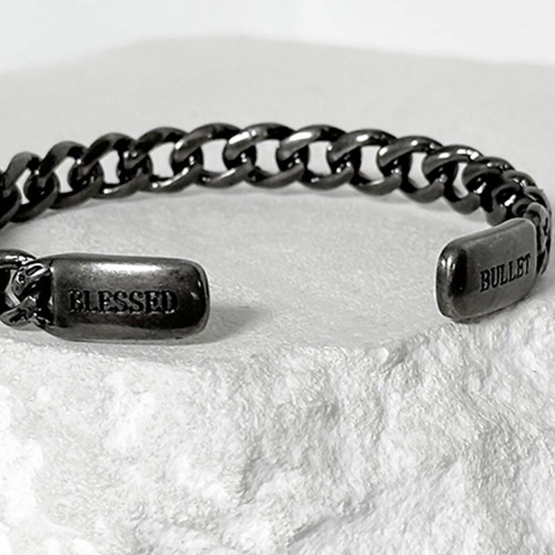 ss-SILENT CROSS CHAIN BANGLE_black