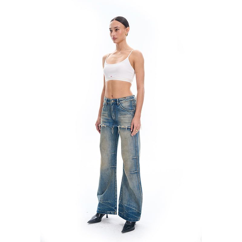 Overshirt Bilayer Distressed Jeans