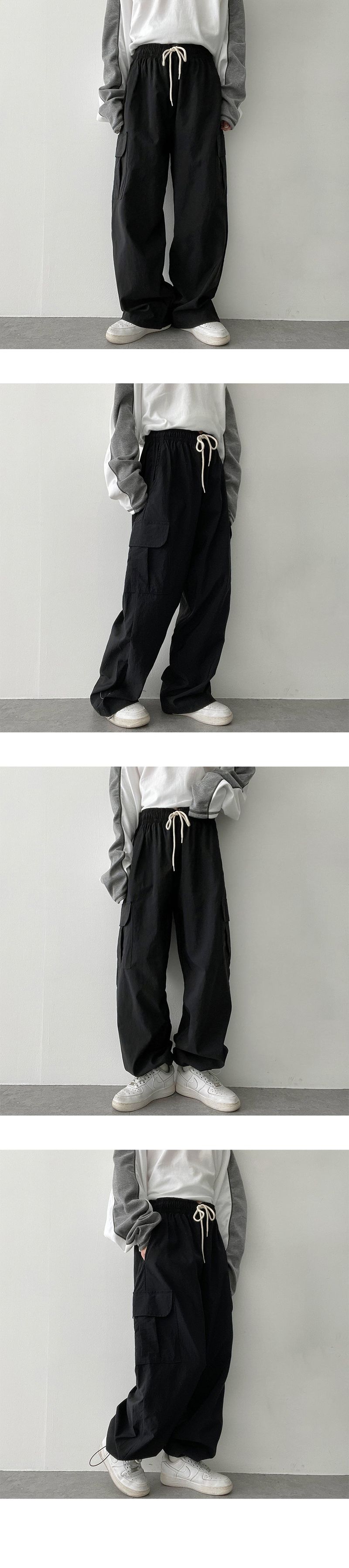 Carpe String Nylon Wide Cargo Pants
