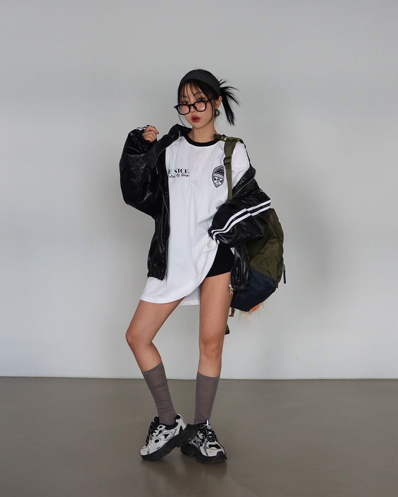 [UNISEX] Track Glossy Windbreaker Jersey Jacket