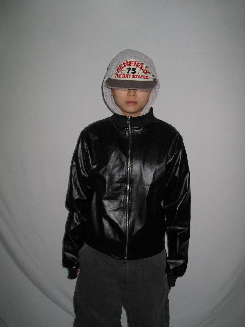 Leather Jersey Zip-Up Jacket