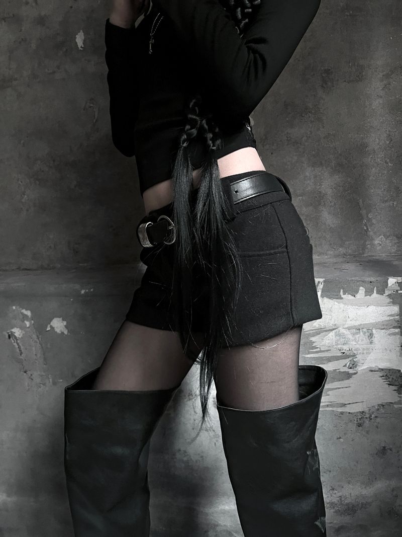 low-rise wool shorts (2color)