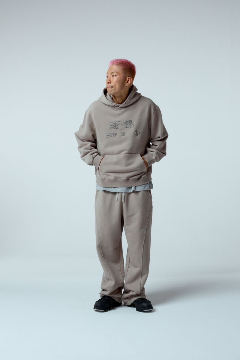 Side surfboard damage washing sweat pants (ash grey)