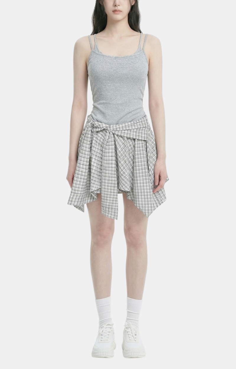 Aven Slim Sleeveless Check Wrap Dress