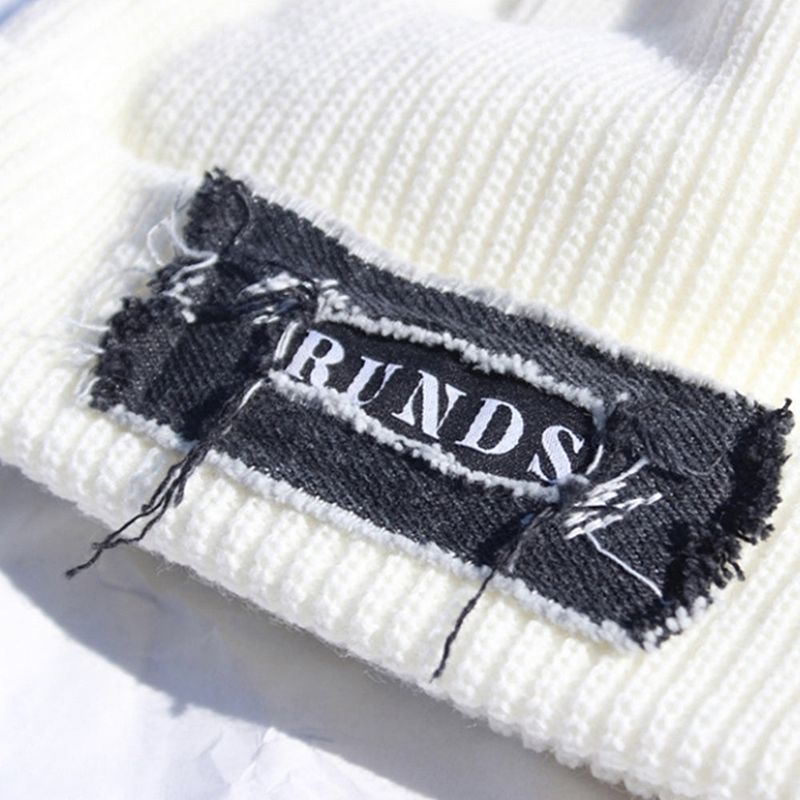 denim patchwork watch cap (white)
