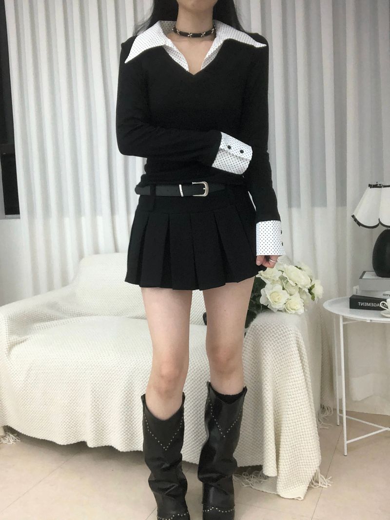 Belt Two-buckle Mini Skirt Pants