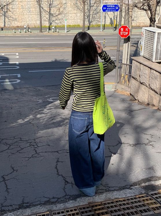 Hobe Jacquard Stripe Denim Wide Pants