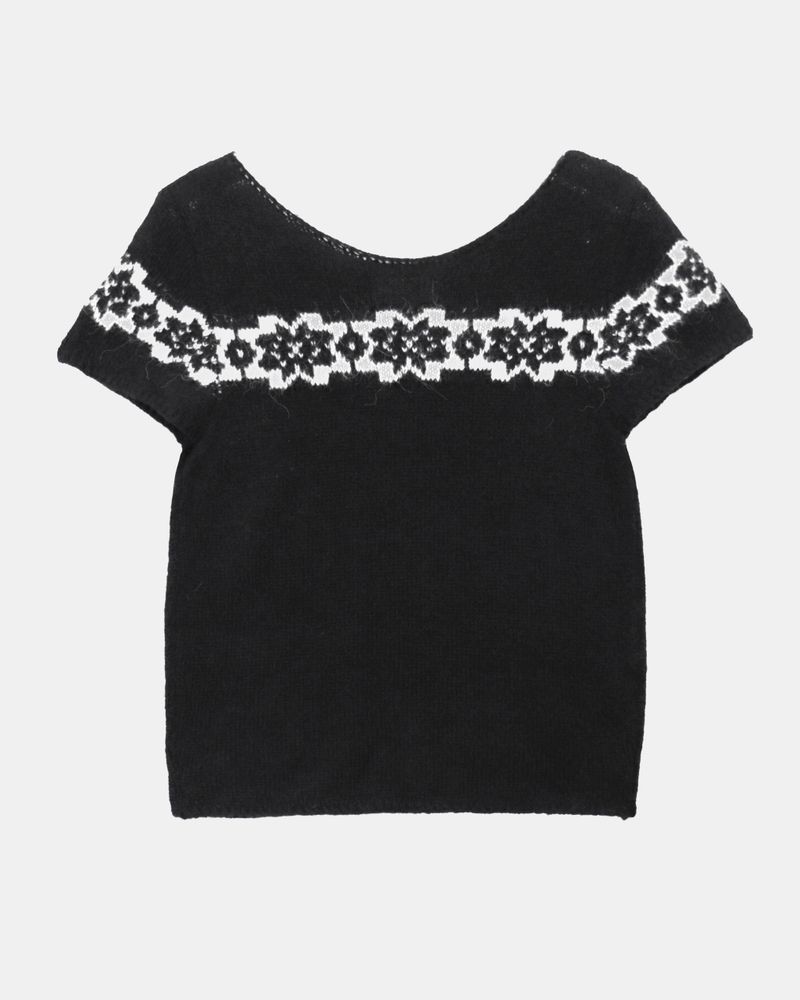 Barun Round-Neck Snowflake Layered Short-Sleeve Knit