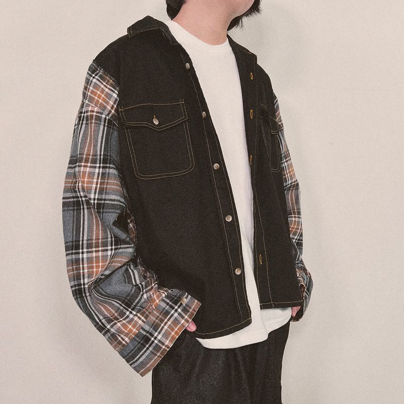 check block cotton shirt_black
