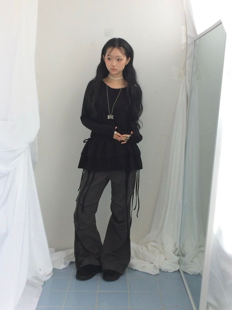side strap frill dress