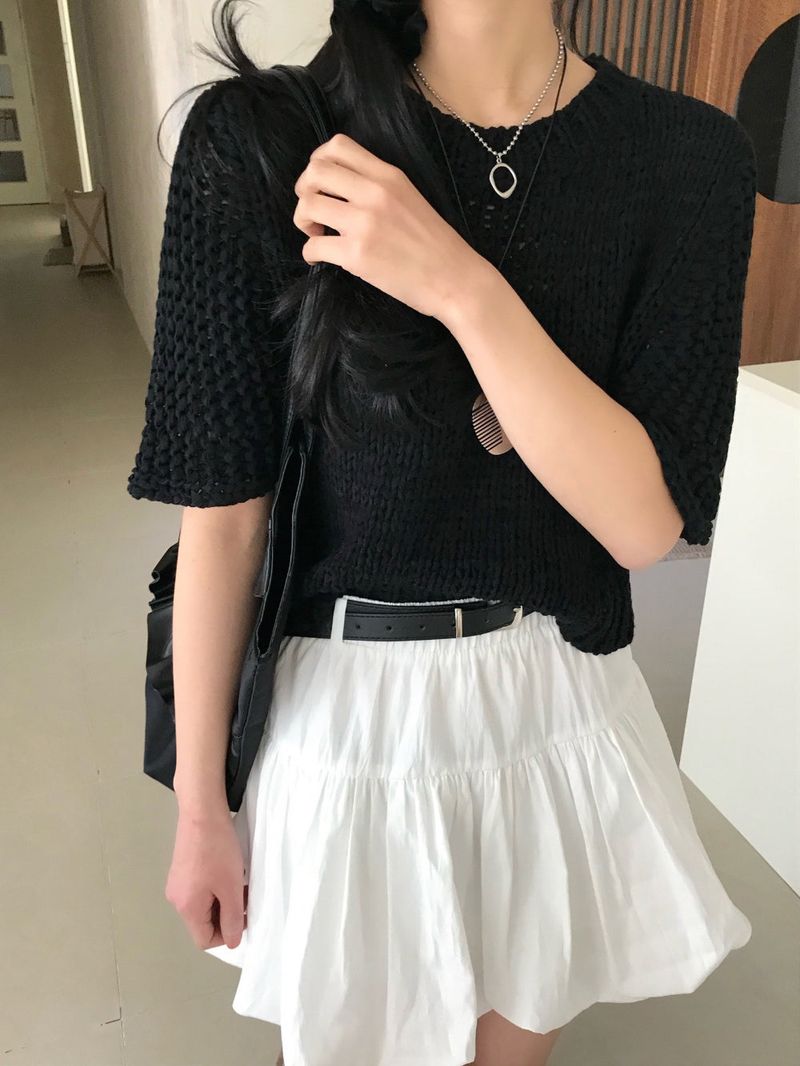 Reve Sand Loose Fit Mesh Half Knit
