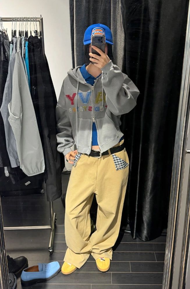 HIDDEN CHECK WIDE PANTS