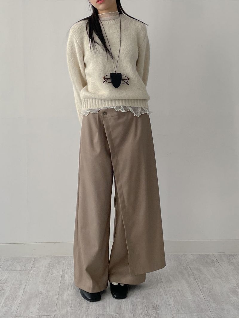 Frilled See-Through Layered Knit