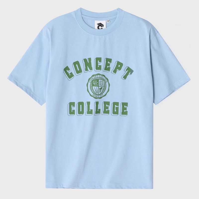 CONCEPT COLLEGE（コンセプトカレッジ）の「Green Classic Big Logo Crew Neck Sky Blue Short Sleeve T-shirt [Unisex]（Tops）」