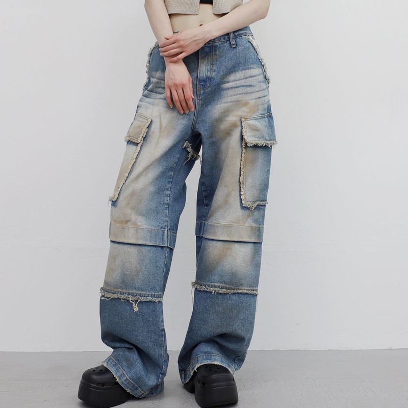 (Unisex) Bison Cargo Wide Denim
