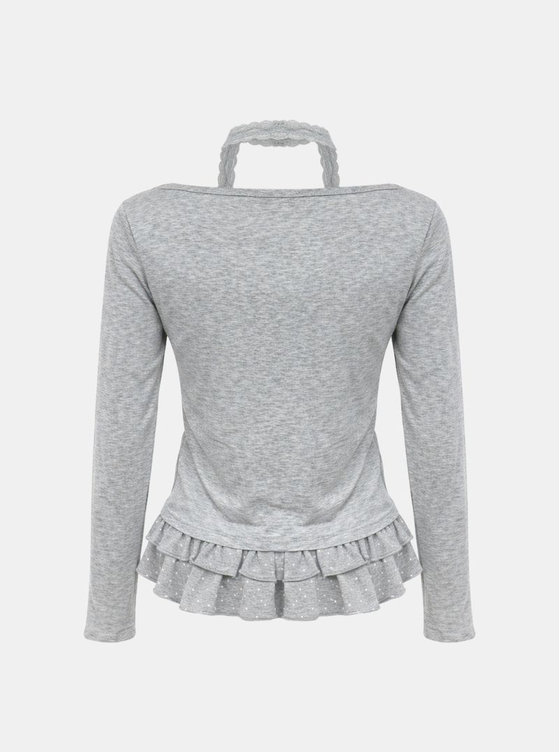 Miel Dot Frill Cardigan Set