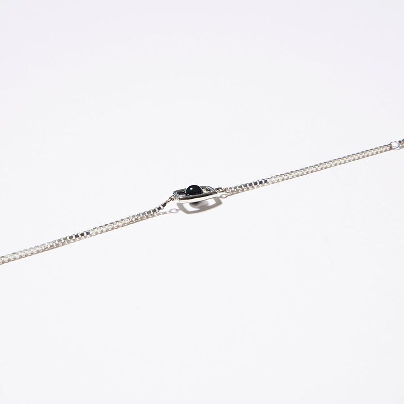 Rectangle UFO Onyx Bracelet (Silver)