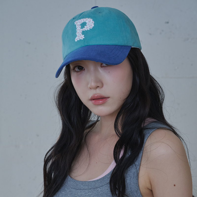 ALLINCOMPLETE（オールインコンプリート）の「Floral P Logo Ball Cap (Blue & Teal)（Hats）」