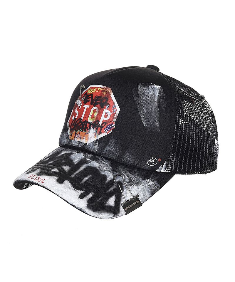 BBD Never Stop Painted Trucker Mesh Cap (Black)